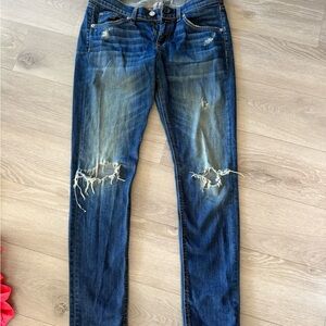rag & bone Distressed Dark Blue Skinny Jeans